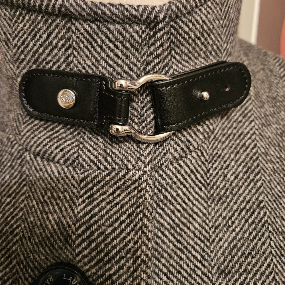 Ralph Lauren Black Label Gray Wool-Blend Stand Collar Pea Coat - Picture 3 of 7